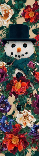 Free printable Christmas bookmarks of a bundled floral snowman